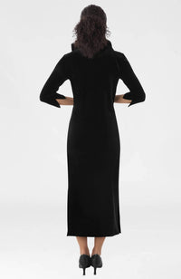 GRETCHEN SCOTT Silky Velvet Ruffneck Midi Maxi Dress - Plus in black - women's dress - alternate view