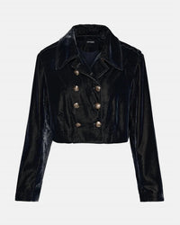 STEVE MADDEN Tonia Velvet Button Blazer in indigo haze - women's jacket - view 4