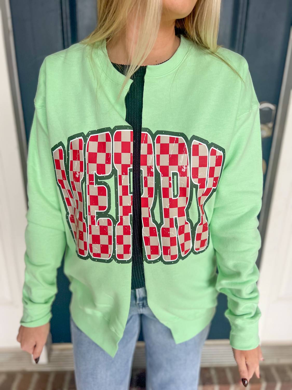 Cmd - Retro Merry Checkered Cardi Sweatshirt