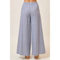 Cozy Casual - Pinstripe Wide Leg Pants With Drawstring