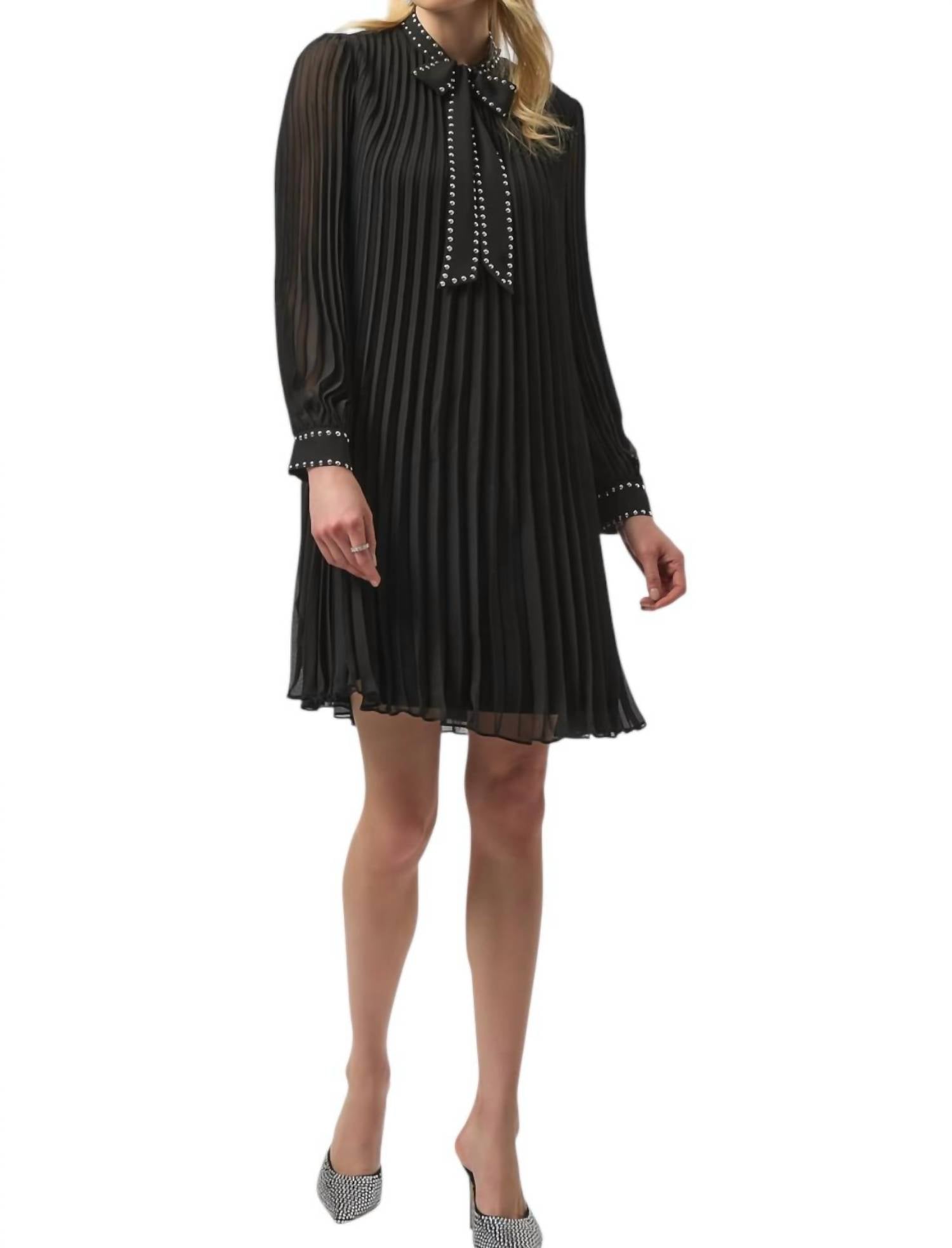 Joseph Ribkoff - Pleated A-line Mini Dress