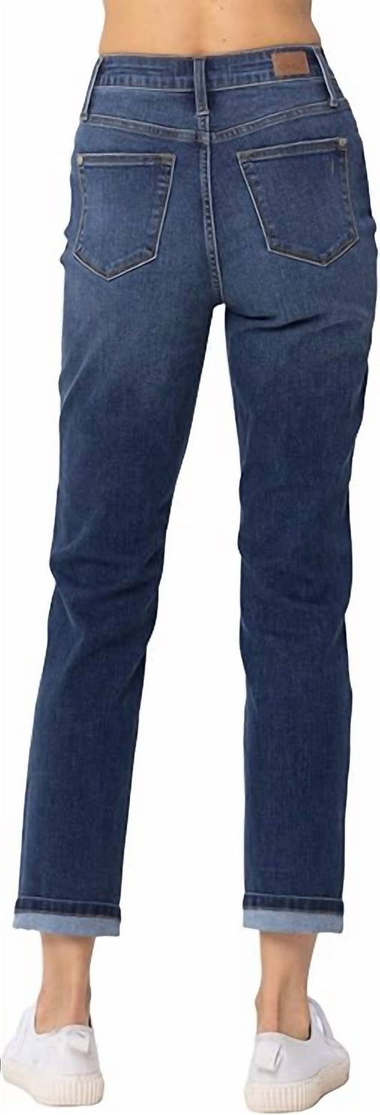 Judy Blue - Women's High Waist Cuffed Boyfriend Jean