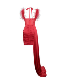Miss Circle Wilma Satin Corset Draping Dress in red - women's dress - view 5