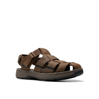 Clarks Men's Saltway Cove Sandal in dark brown leather - men's sandal