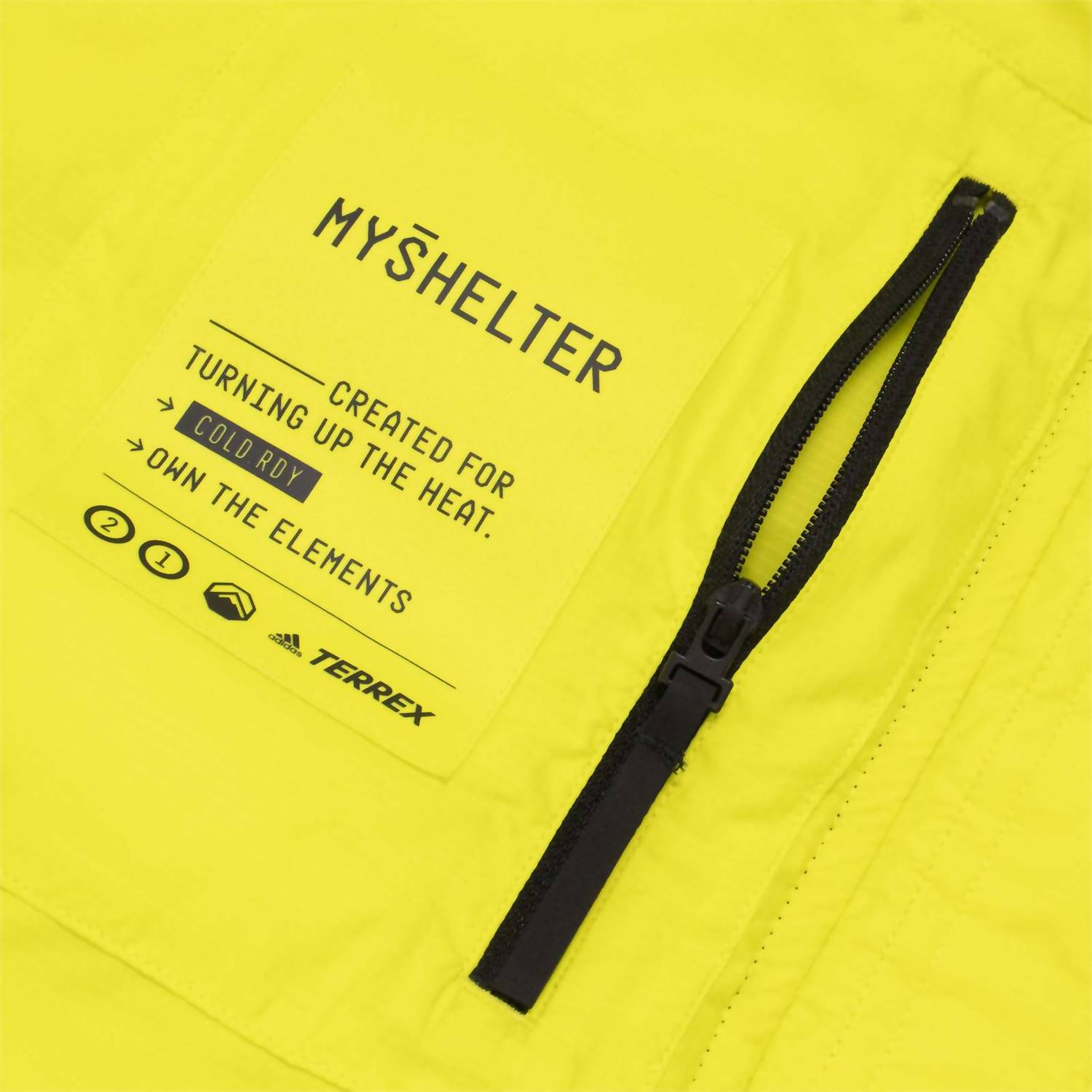 adidas Men's Terrex Myshelter Down Hooded Jacket in acid yellow - men's jacket - alternate view
