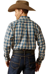 ARIAT Men's Pro Series Parrin Plaid Classic Shirt in teal - men's shirt - alternate view