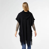 Coco + Carmen - Eloise Hooded Ruana With Frayed Fringe