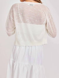 Sadie & Sage Women's Evie Button Front Cardigan in white - women's cardigan - detail view