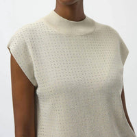 Joseph Ribkoff - Mock Neck Embellished Sleeveless Top