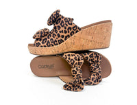 Corkys Footwear Women's Bowed Up Slip On Wedge Sandals in leopard - women's sandal - detail view