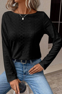 Epretty - FLORAL LACE EYELET L/S TOP