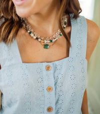 THE SHIRT Emerson Eyelet Tank Top in blue - women's tank top - view 4