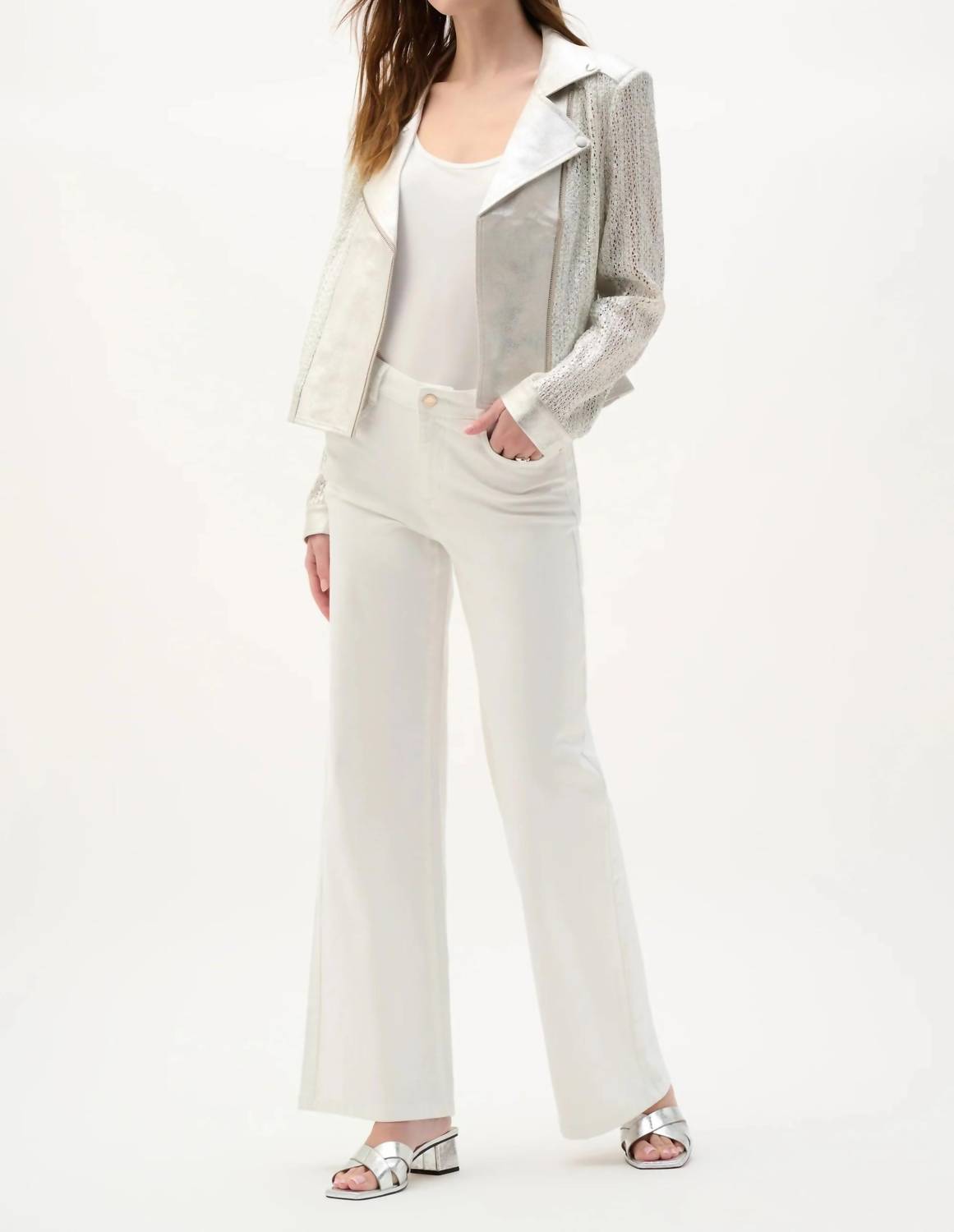 Joseph Ribkoff - Faux Suede Foiled Moto Jacket