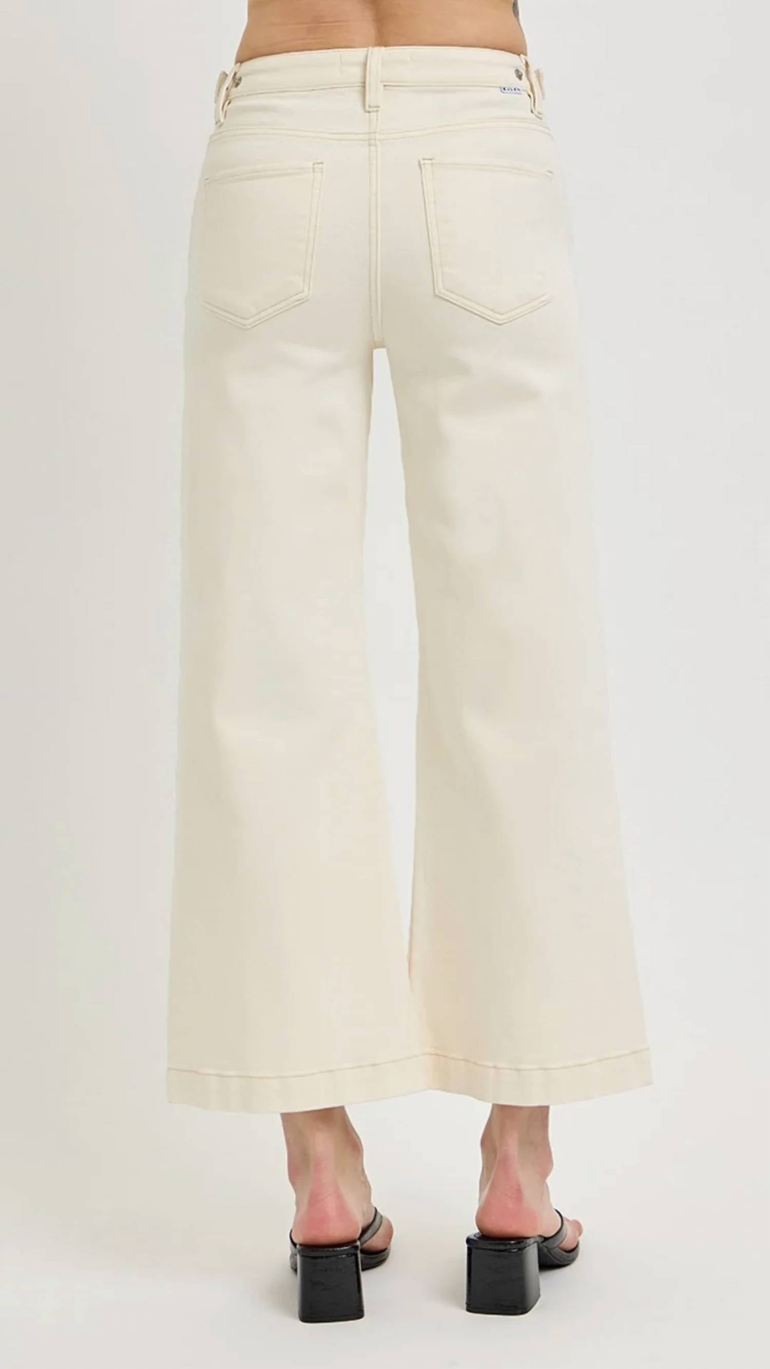 Risen - High Rise Tummy Control Crop Wide Adjustable Waistband Jeans