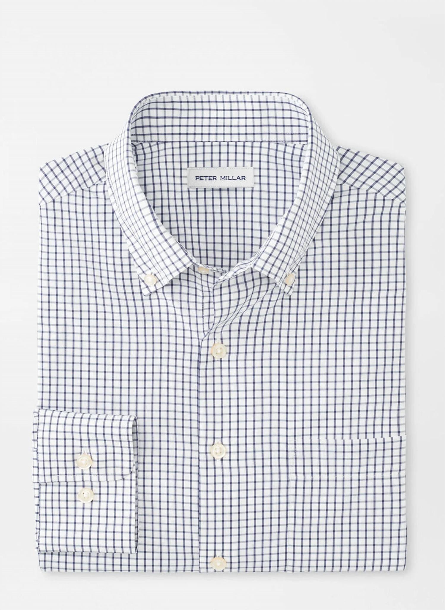 PETER MILLAR Hanford Performance Twill Shirt in classic navy - men's shirt - alternate view
