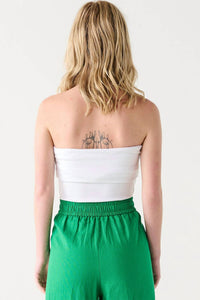 Dex Ruched Bandeau Top - Plus in white - women's tank top - detail view