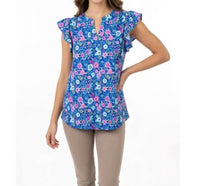 Dear Scarlett - Lizzie Flutter Sleeves Floral Print Top