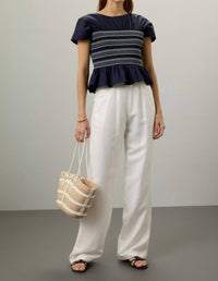 Peter Som - Ruffle Smocked Short Sleeve Blouse