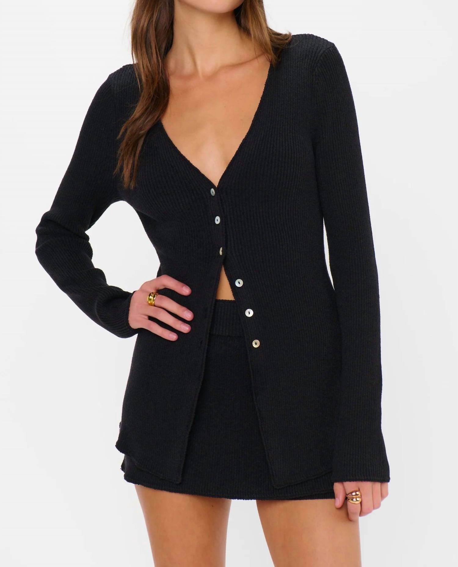 Show Me Your Mumu Josie Top in black rib knit - women's long sleeve top