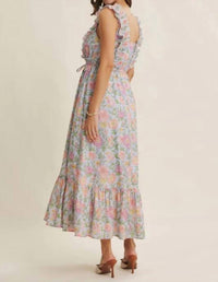In February - Blooming Floral Ruffled Cotton Maxi Dress