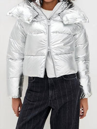 SAVE THE DUCK Giselle Puffer Coat in silver 1 - women's jacket