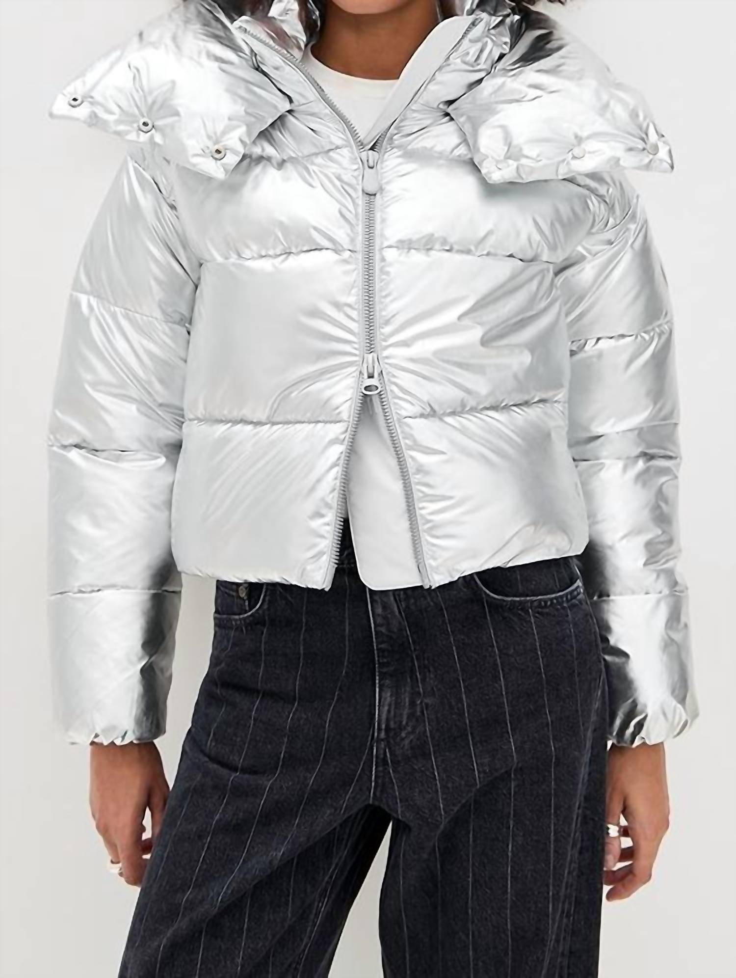 SAVE THE DUCK Giselle Puffer Coat in silver 1 - women's jacket
