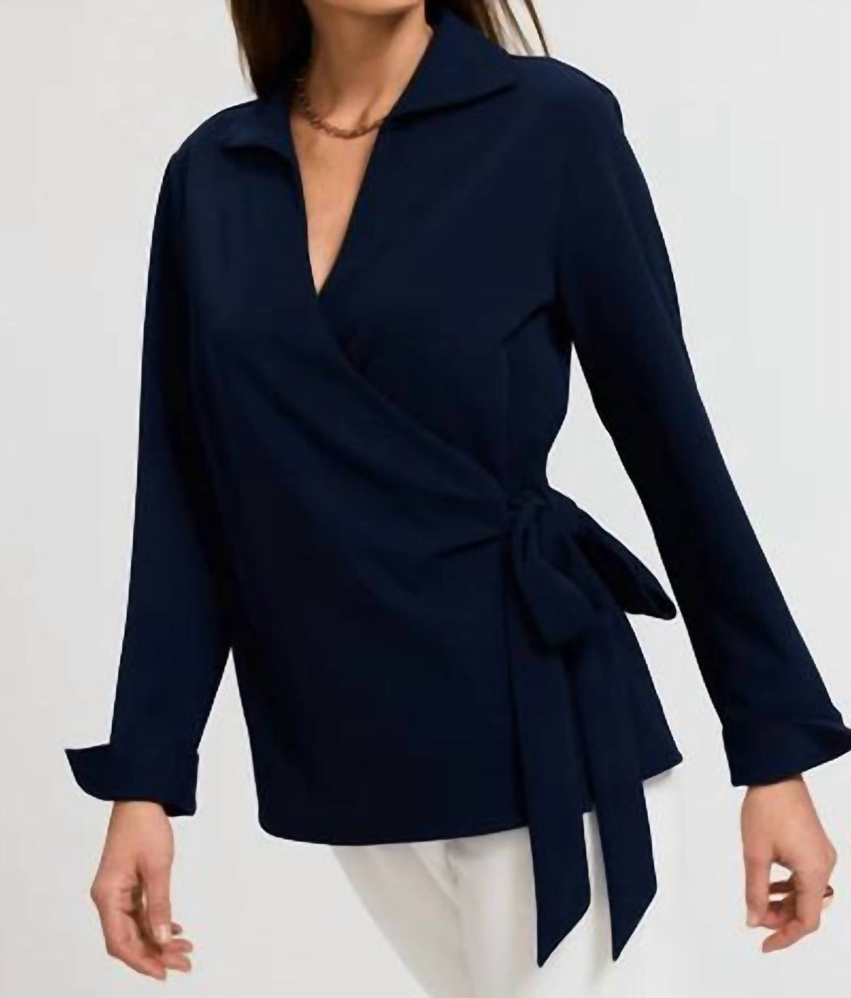 Foxcroft - Rosie Knit Crepe Wrap Long Sleeve Shirt