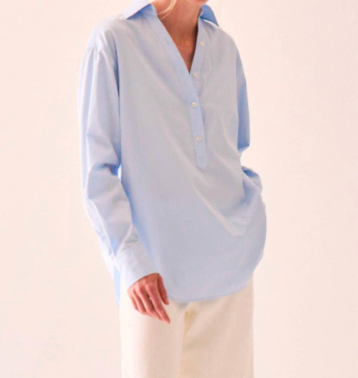 Kulson Emory Long Sleeve Shirt in blue - women's blouse - detail view