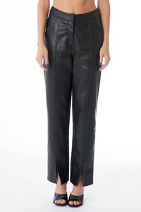 En Creme - Leather Pants With Slit Hem Detail