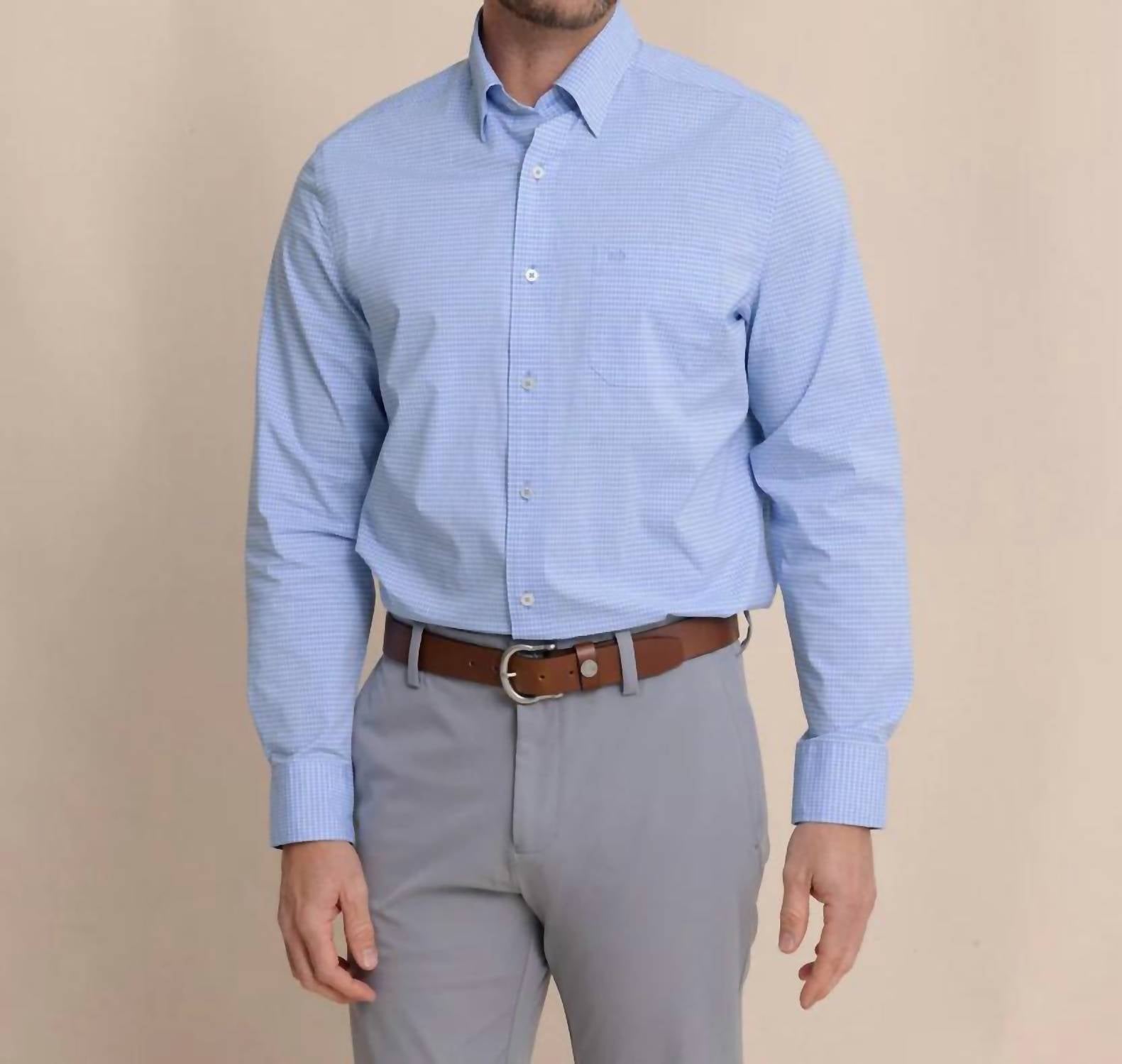 SOUTHERN TIDE Crofton Plaid Charleston Sport Shirt in ocean channel - men's shirt