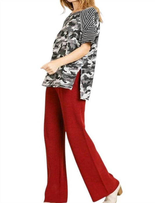 Umgee - Camo & Striped Top