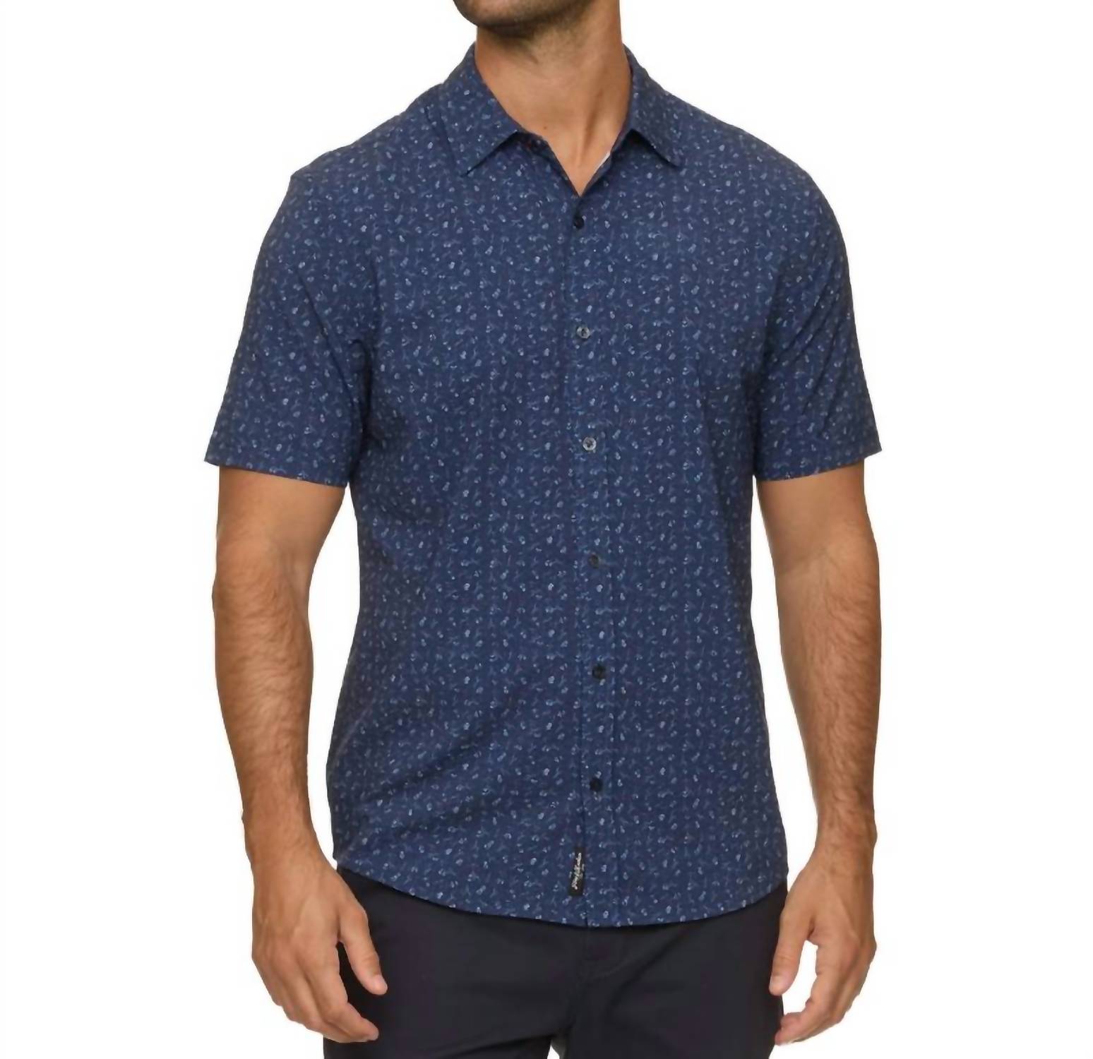 Flags & Anthem - Oakwood Short Sleeve Floral Print Seersucker Performance Shirt