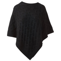 Kinross Luxe Cable Poncho in black - women's sweater - detail view