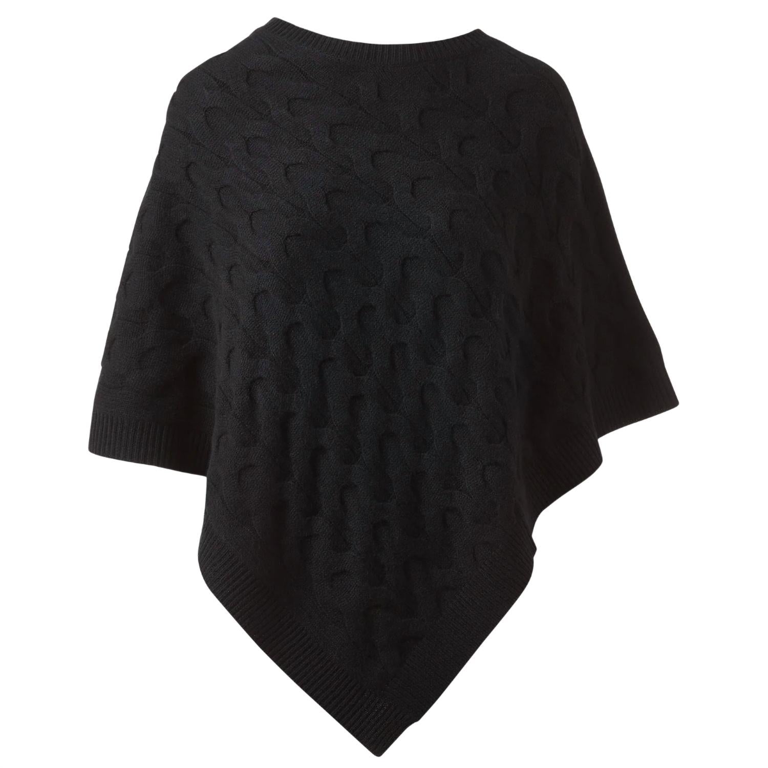 Kinross Luxe Cable Poncho in black - women's sweater - detail view
