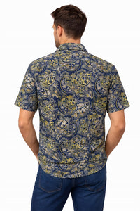 R-Options Paisley Batik Short Sleeve Button Up Shirt in multi color - men's t-shirt - alternate view