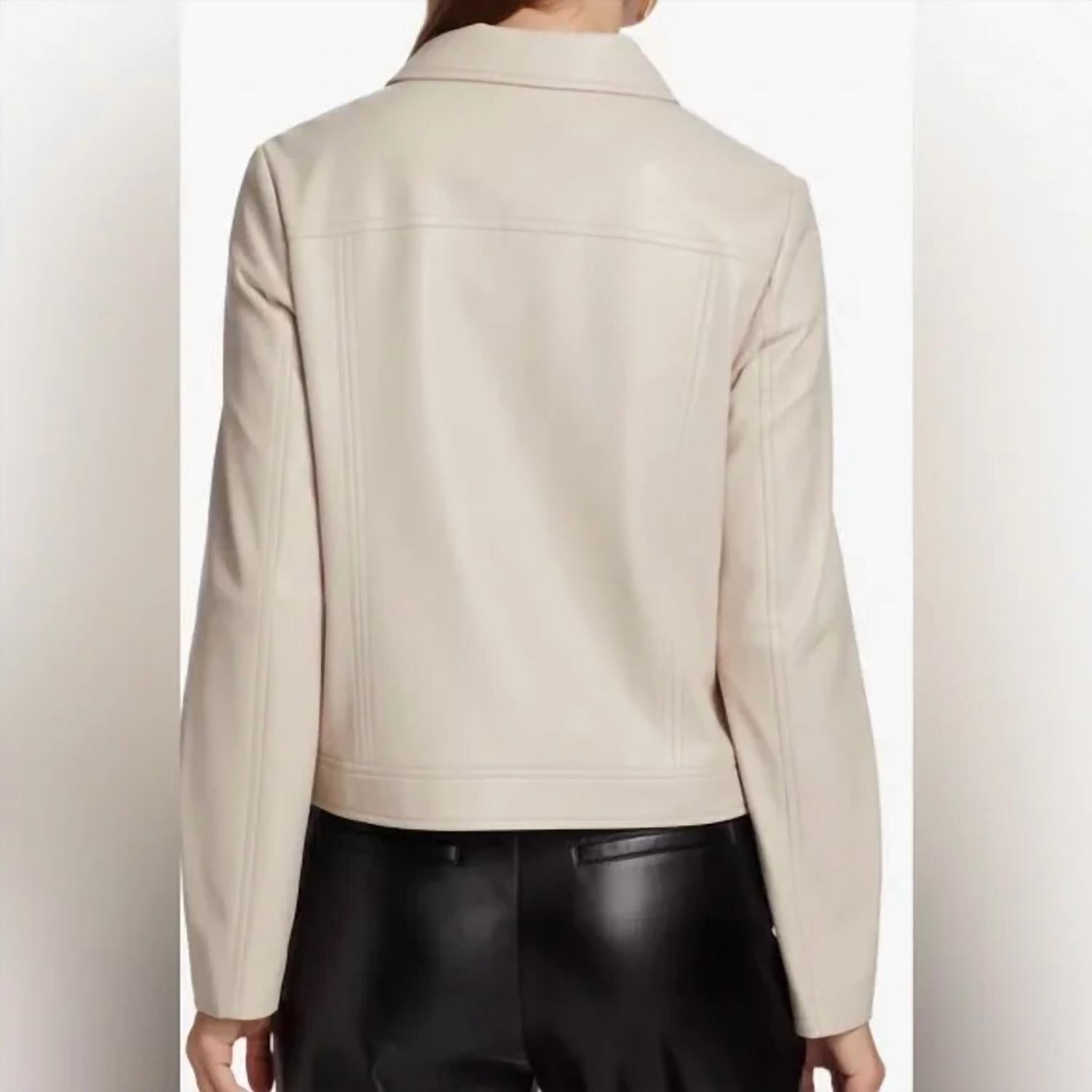 Elie Tahari - Vegan Leather Zip Up Jacket