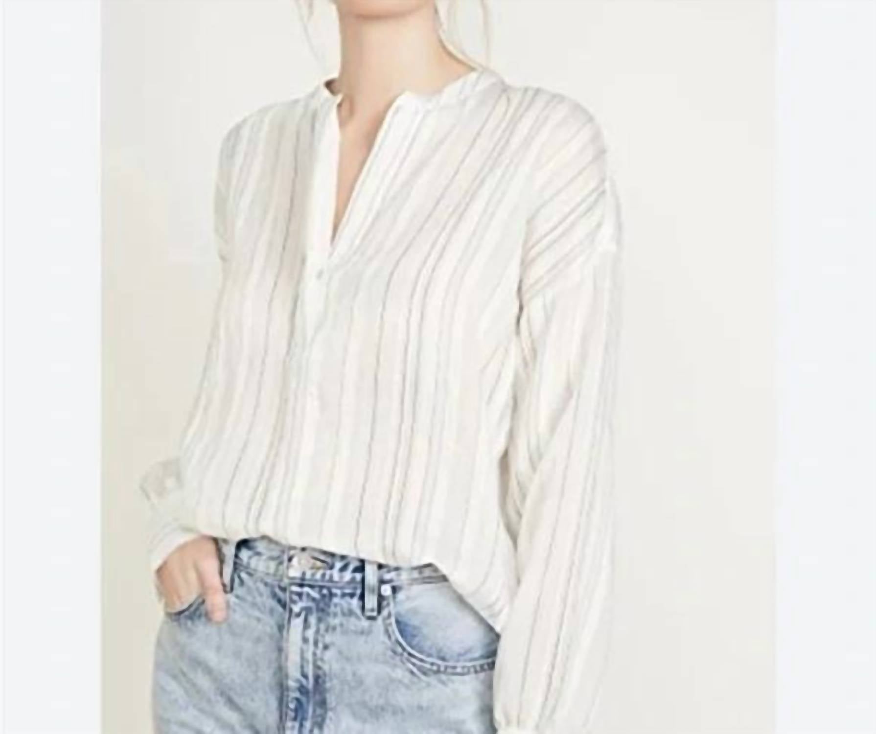 Vince - Drapey Stripe Band Collar Shirt