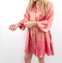 Jodifl - Metallic Button Up Shirt Dress