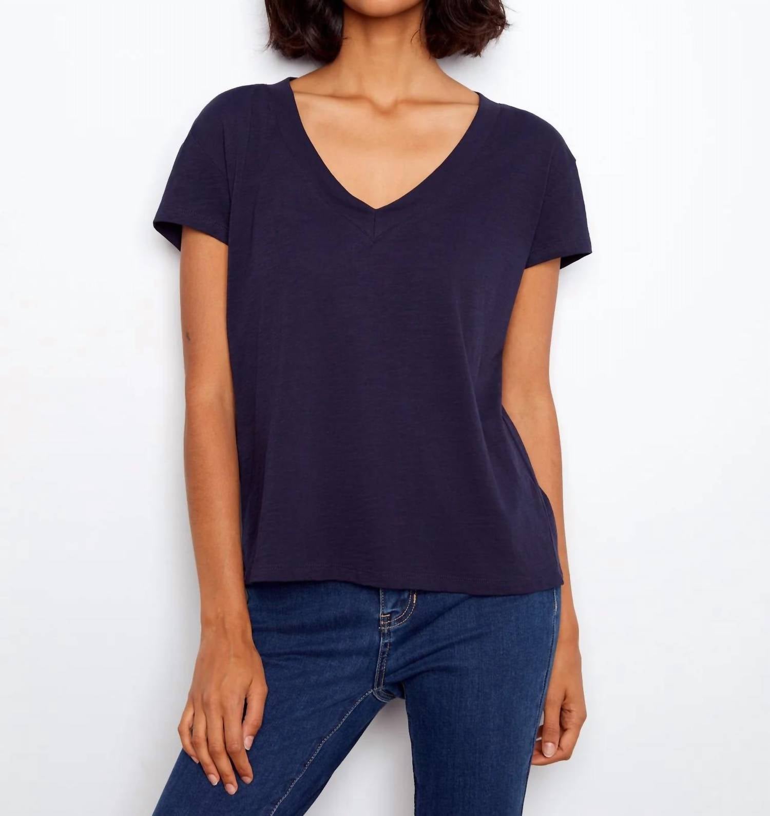 Charlie B - Organic Cotton Drop Shoulder V-neck T-shirt