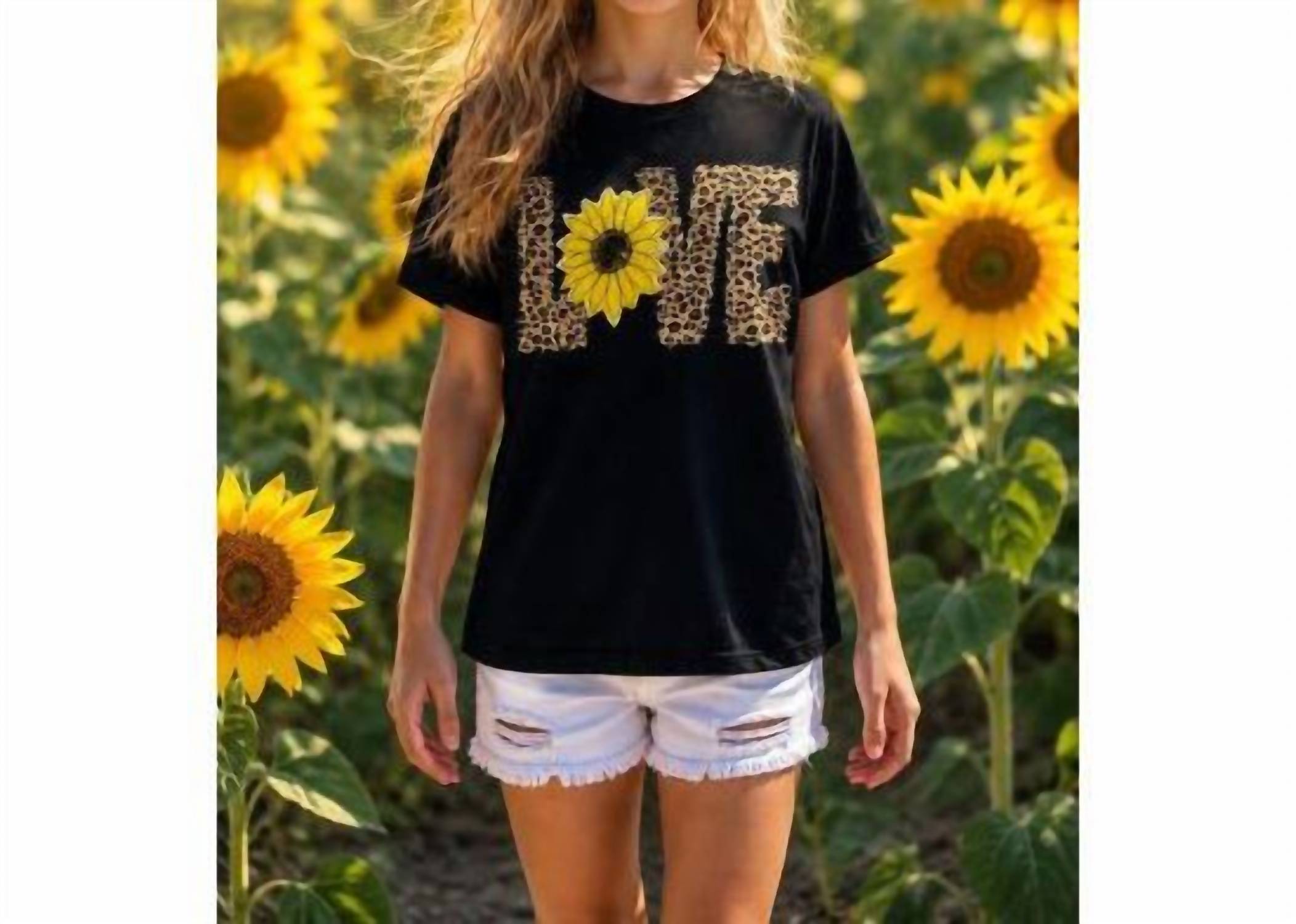 Sew Fancy Designs - Girl's Leopard Love Sunflower Sequin Tee