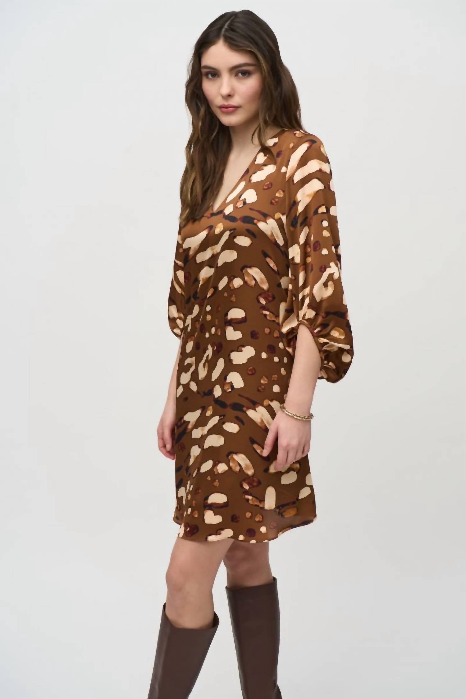 Joseph Ribkoff - Animal Print Satin Shift Dress