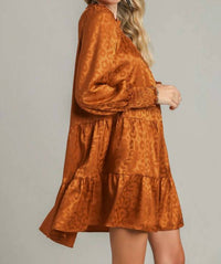 Umgee - Solid Satin Animal Jacquard Woven Dress