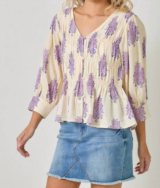 Mystree - Puff Sleeve Smocked Blouse