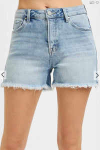 Risen - High Rise Tummy Control Frey Hem Shorts