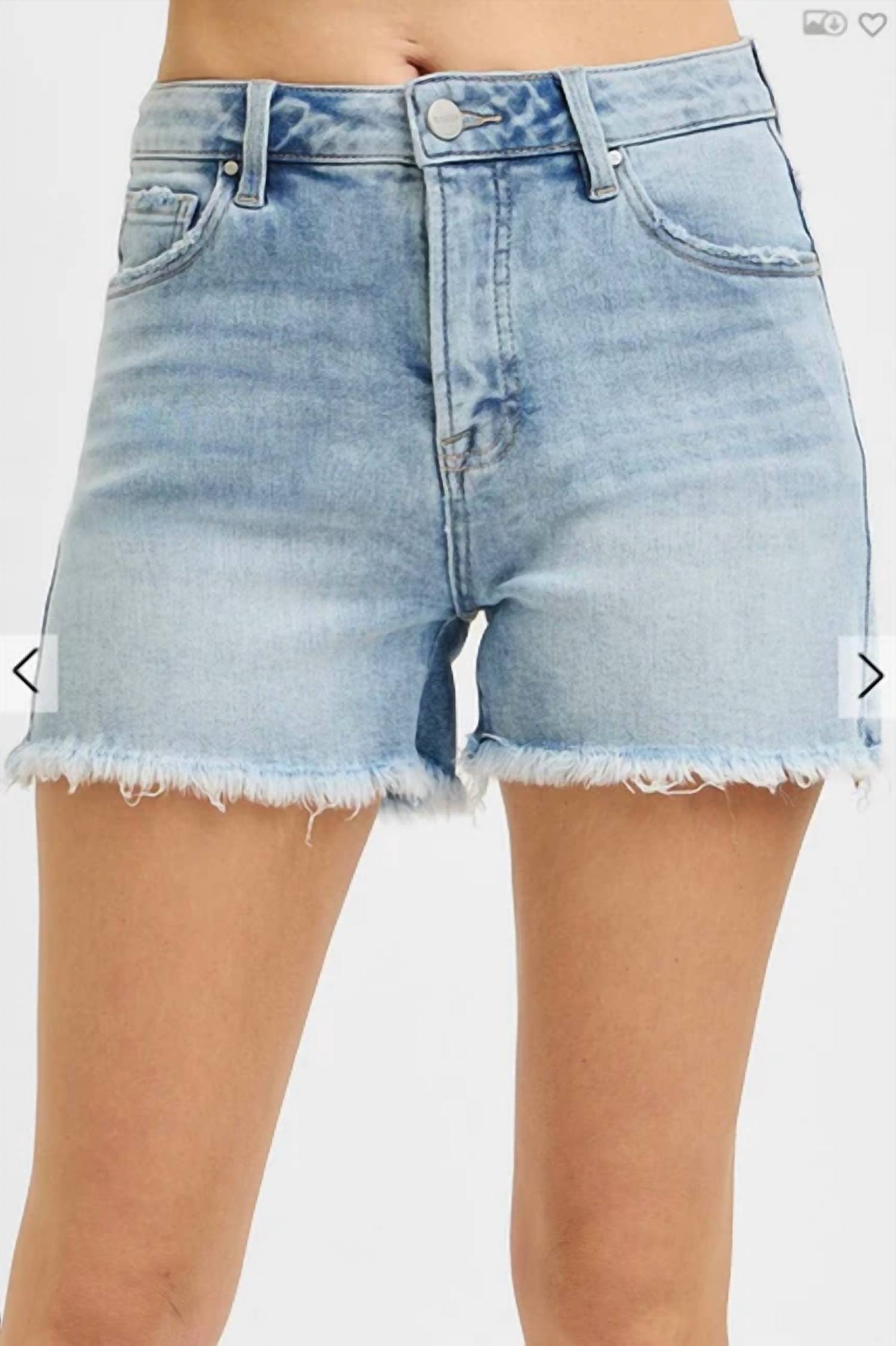 Risen - High Rise Tummy Control Frey Hem Shorts