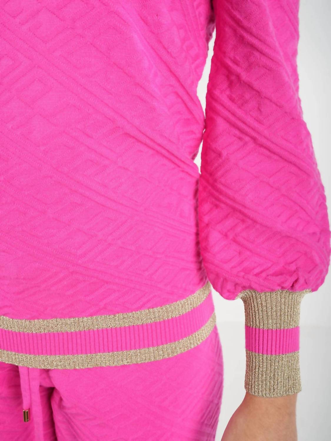 Emily McCarthy Julia Crew Sweater in rose monogram knit - women's sweater - view 4
