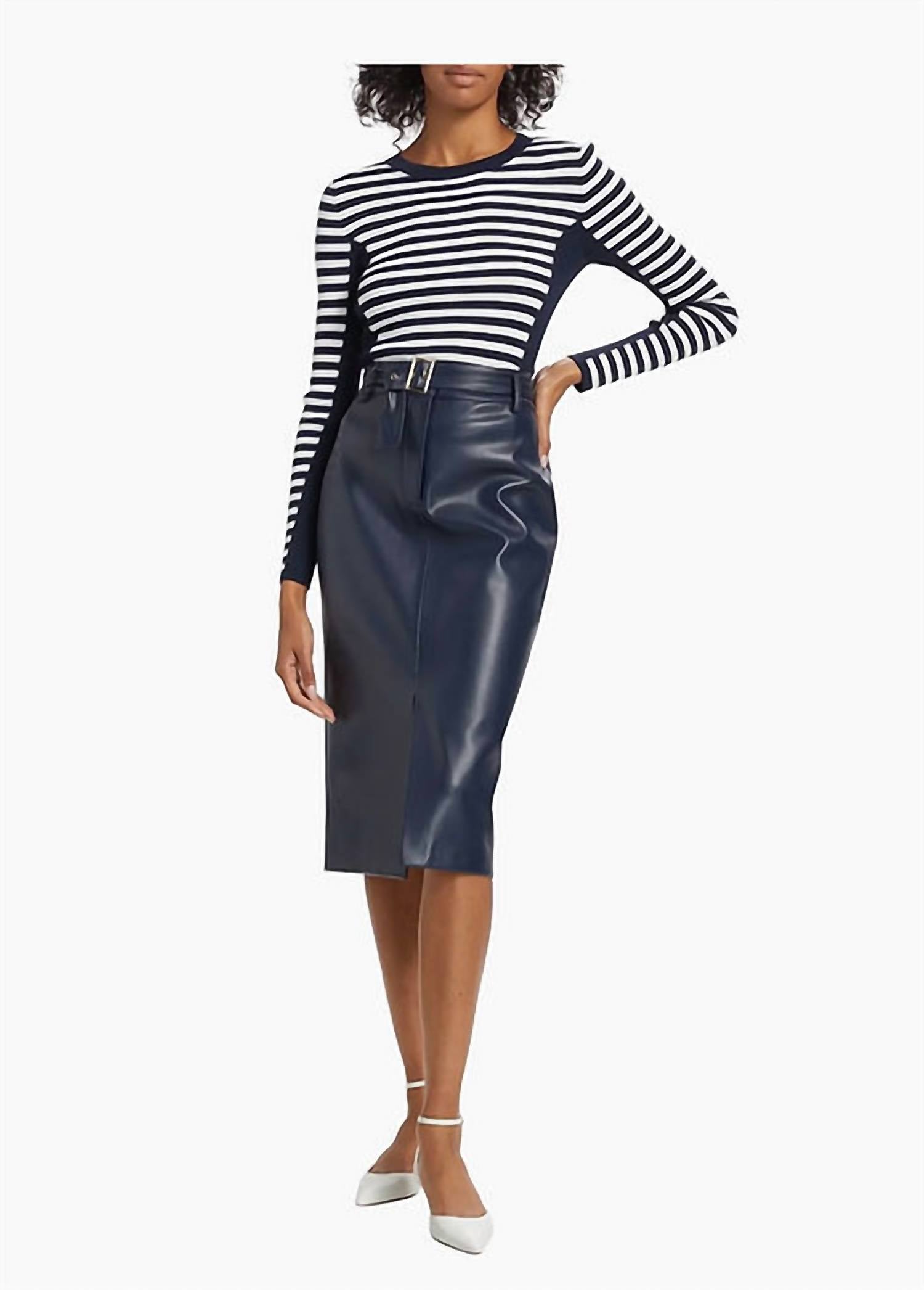 Elie Tahari - Kris Belted Faux Leather Skirt