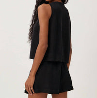 Bella Dahl Tie Front Vest in black 1 - women's jacket - alternate view