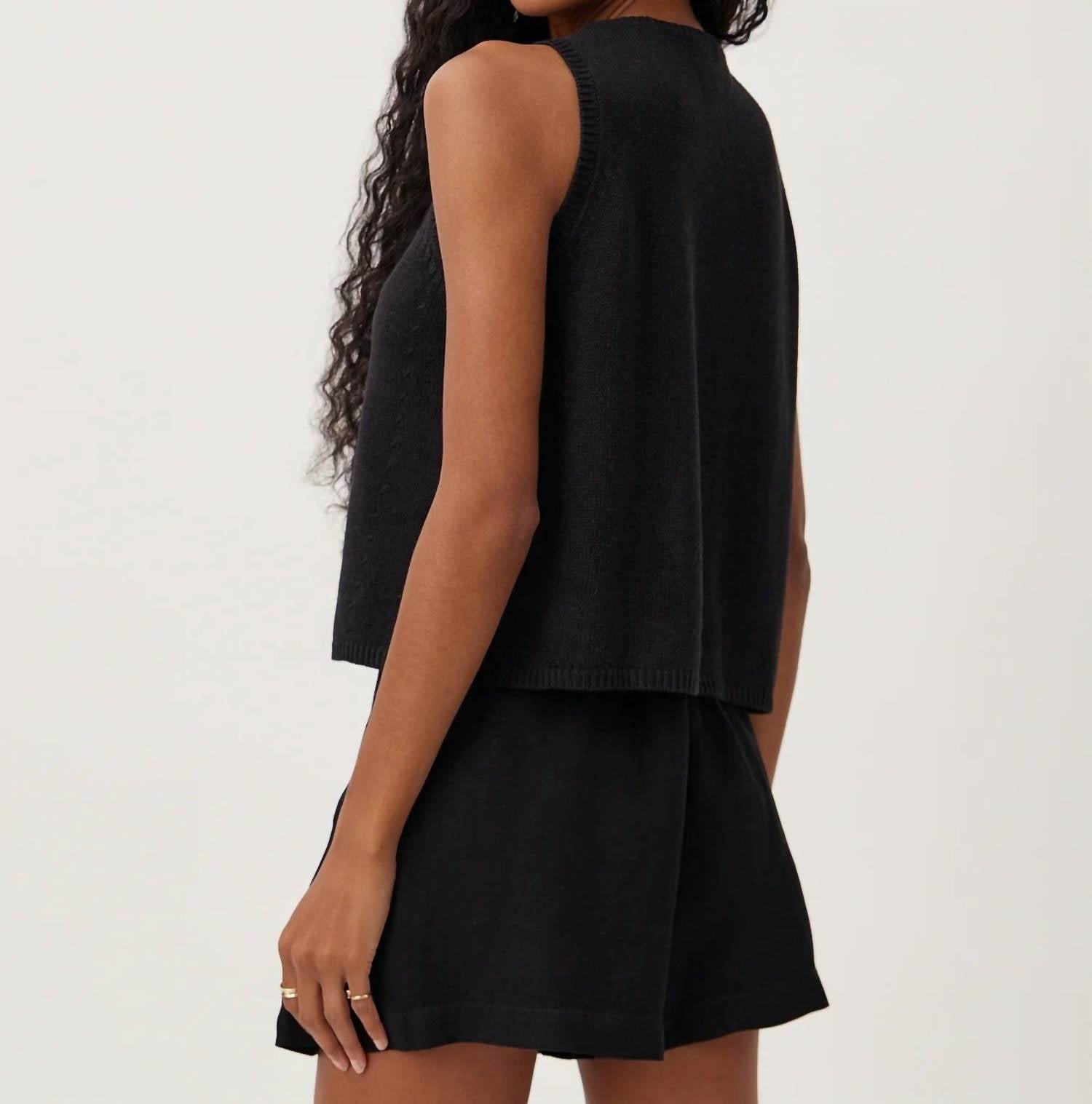 Bella Dahl Tie Front Vest in black 1 - women's jacket - alternate view