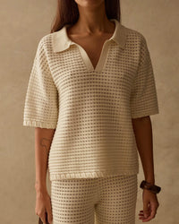 Sancia Women's The Zarni Knit Shirt in off white - women's t-shirt